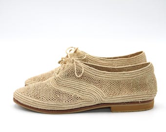 Aksel`s Raffia Lace-Up Shoes