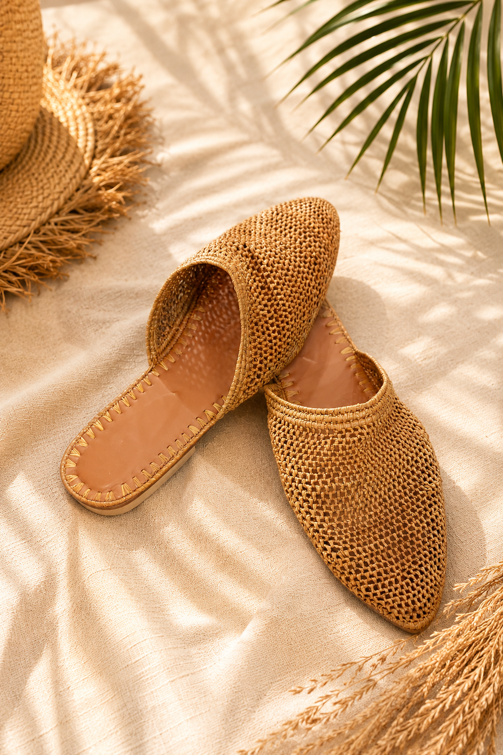 Natural Raffia Woven Loafers
