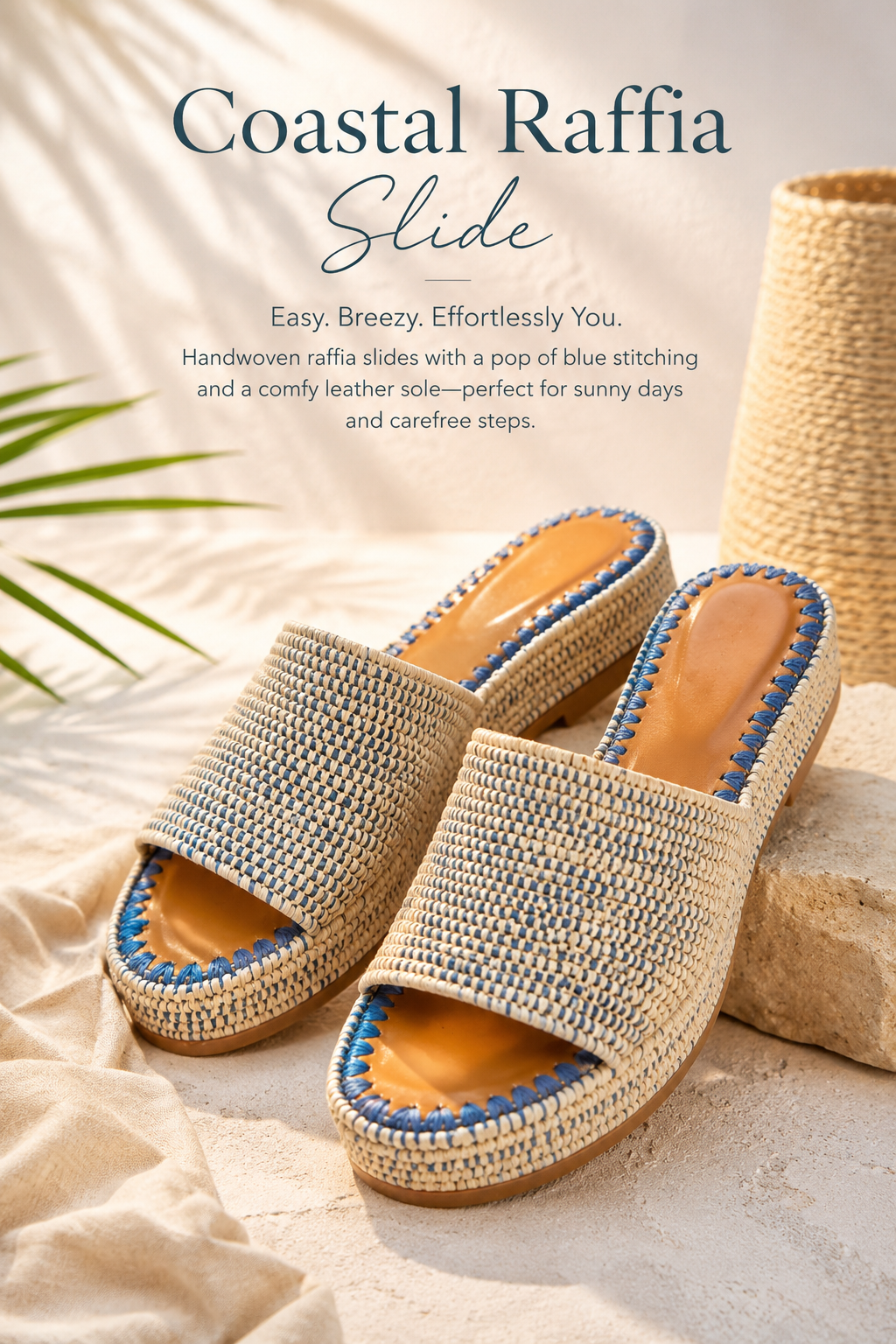 Azure Coast Raffia Slides