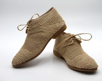 Aksel`s Raffia Lace-Up Shoes